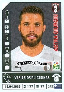 Sticker Vasileios Pliatsikas - Liga 1 Romania 2014-2015 - Panini