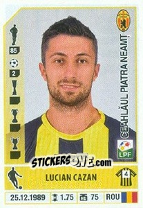 Figurina Lucian Cazan - Liga 1 Romania 2014-2015 n. 106 - Panini