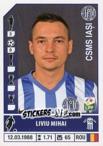 Figurina Liviu Mihai - Liga 1 Romania 2014-2015 n. 182 - Panini