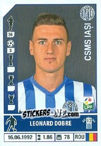Figurina Leonard Dobre - Liga 1 Romania 2014-2015 n. 188 - Panini