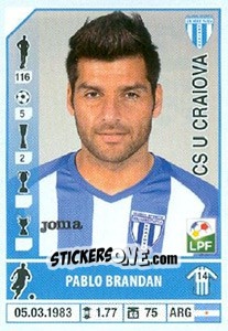 Figurina Pablo Brandan - Liga 1 Romania 2014-2015 n. 203 - Panini