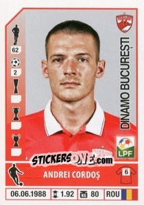 Figurina Andrei Cordoș - Liga 1 Romania 2014-2015 n. 222 - Panini