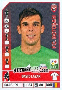 Figurina David Lazar - Liga 1 Romania 2014-2015 n. 236 - Panini