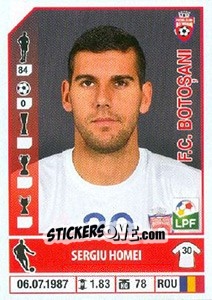Figurina Sergiu Homei - Liga 1 Romania 2014-2015 n. 238 - Panini