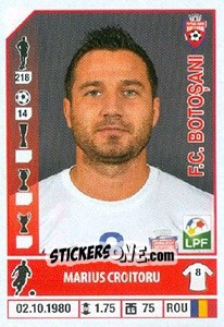 Sticker Marius Croitoru - Liga 1 Romania 2014-2015 n. 250 - Panini