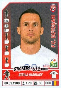 Figurina Attila Hadnagy - Liga 1 Romania 2014-2015 n. 251 - Panini
