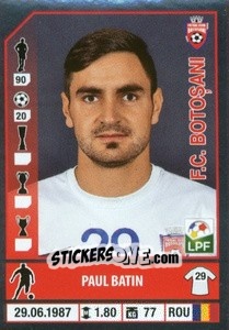 Figurina Paul Batin - Liga 1 Romania 2014-2015 n. 252 - Panini