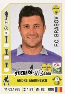 Figurina Andrei Marinescu - Liga 1 Romania 2014-2015 n. 258 - Panini