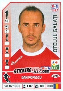 Figurina Daniel Popescu - Liga 1 Romania 2014-2015 n. 330 - Panini