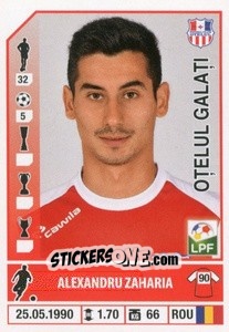 Figurina Alexandru Zaharia - Liga 1 Romania 2014-2015 n. 336 - Panini