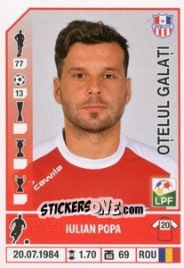 Figurina Iulian Popa - Liga 1 Romania 2014-2015 n. 340 - Panini
