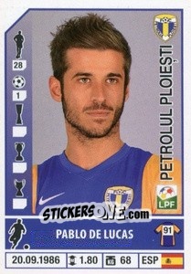 Sticker Pablo de Lucas - Liga 1 Romania 2014-2015 n. 380 - Panini