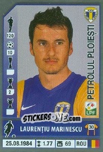 Figurina Laurențiu Marinescu - Liga 1 Romania 2014-2015 n. 382 - Panini