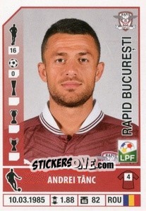 Figurina Andrei Tânc - Liga 1 Romania 2014-2015 n. 395 - Panini