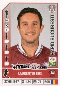 Figurina Laurențiu Buș - Liga 1 Romania 2014-2015 n. 398 - Panini