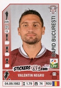 Figurina Valentin Negru - Liga 1 Romania 2014-2015 n. 404 - Panini