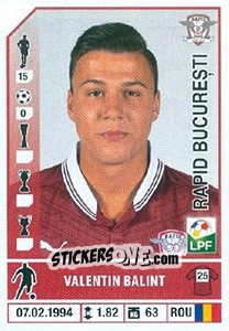 Figurina Valentin Balint - Liga 1 Romania 2014-2015 n. 407 - Panini