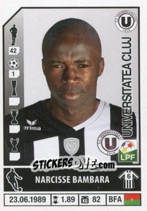 Figurina Narcisse Bambara - Liga 1 Romania 2014-2015 n. 440 - Panini