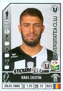 Figurina Raul Costin - Liga 1 Romania 2014-2015 n. 444 - Panini