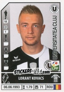 Figurina Lóránt Kovács - Liga 1 Romania 2014-2015 n. 447 - Panini