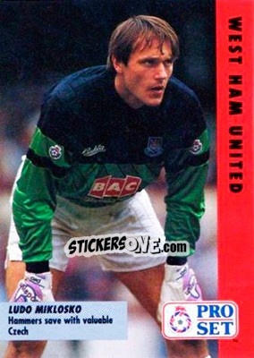 Sticker Ludo Miklosko - English Football Fixture 1991-1992 - Pro Set