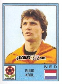 Sticker Ruud Krol - UEFA Euro Italy 1980 - Panini