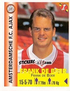 Sticker Frank de Boer - Euro Super Clubs 1999 - Panini