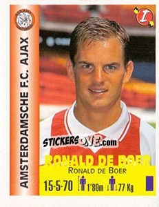 Sticker Ronald de Boer - Euro Super Clubs 1999 - Panini