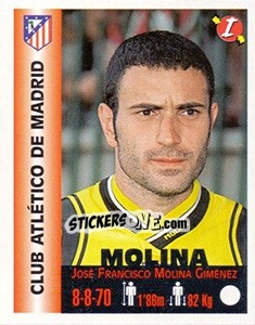 Sticker José Francisco Molina Giménez - Euro Super Clubs 1999 - Panini