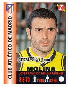 Sticker José Francisco Molina Giménez - Euro Super Clubs 1999 n. 33 - Panini
