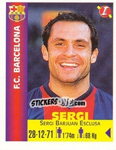 Figurina Sergi Barjuan Esclusa - Euro Super Clubs 1999 - Panini