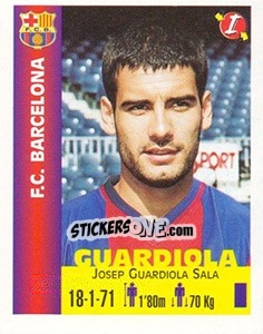 Sticker Josep Guardiola Sala - Euro Super Clubs 1999 n. 54 - Panini