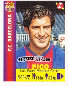 Cromo Luis Filipe Madeira Caeiro Figo - Euro Super Clubs 1999 - Panini