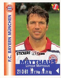 Sticker Lothar Matthaus - Euro Super Clubs 1999 n. 67 - Panini