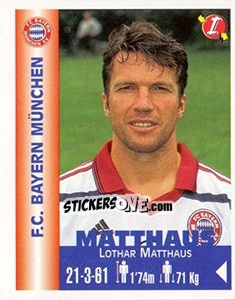 Figurina Lothar Matthaus - Euro Super Clubs 1999 - Panini