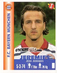 Sticker Jens Jeremies - Euro Super Clubs 1999 n. 74 - Panini