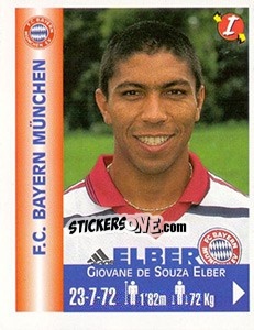Sticker Giovane de Souza Elber - Euro Super Clubs 1999 - Panini