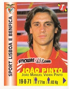 Sticker João Manuel Vieira Pinto - Euro Super Clubs 1999 - Panini