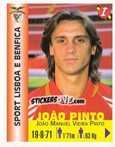 Figurina João Manuel Vieira Pinto - Euro Super Clubs 1999 - Panini