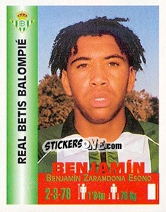 Figurina Benjamín Zarandona Esono - Euro Super Clubs 1999 - Panini