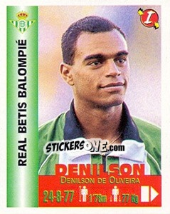 Sticker Denilson de Oliveira - Euro Super Clubs 1999 - Panini