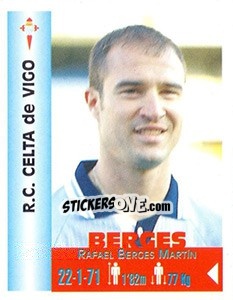 Figurina Rafael Berges Martín - Euro Super Clubs 1999 - Panini