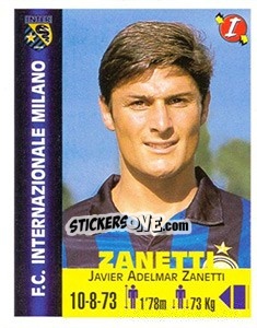 Sticker Javier Adelmar Zanetti - Euro Super Clubs 1999 n. 130 - Panini