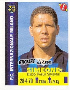 Sticker Diego Pablo Simeone - Euro Super Clubs 1999 n. 137 - Panini