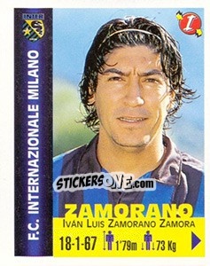 Sticker Iván Luis Zamorano Zamora - Euro Super Clubs 1999 n. 141 - Panini