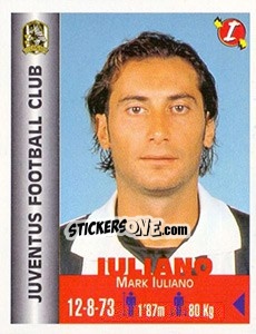 Sticker Mark Iuliano - Euro Super Clubs 1999 n. 149 - Panini