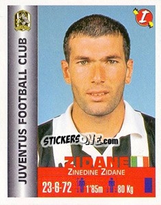 Sticker Zinedine Zidane - Euro Super Clubs 1999 n. 155 - Panini