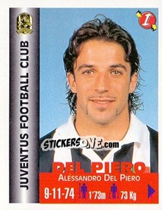 Sticker Alessandro Del Piero - Euro Super Clubs 1999 n. 157 - Panini