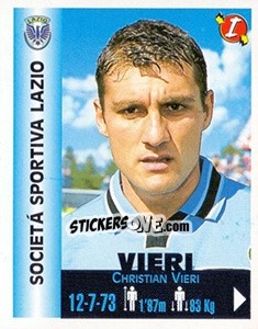 Sticker Christian Vieri - Euro Super Clubs 1999 n. 190 - Panini