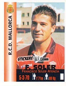 Cromo Francisco Soler Atencia - Euro Super Clubs 1999 - Panini